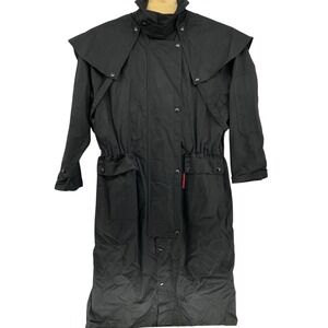 VTG Australian Outfitters Mens Black Oilskin Duster Coat Style 8300 Size XLarge
